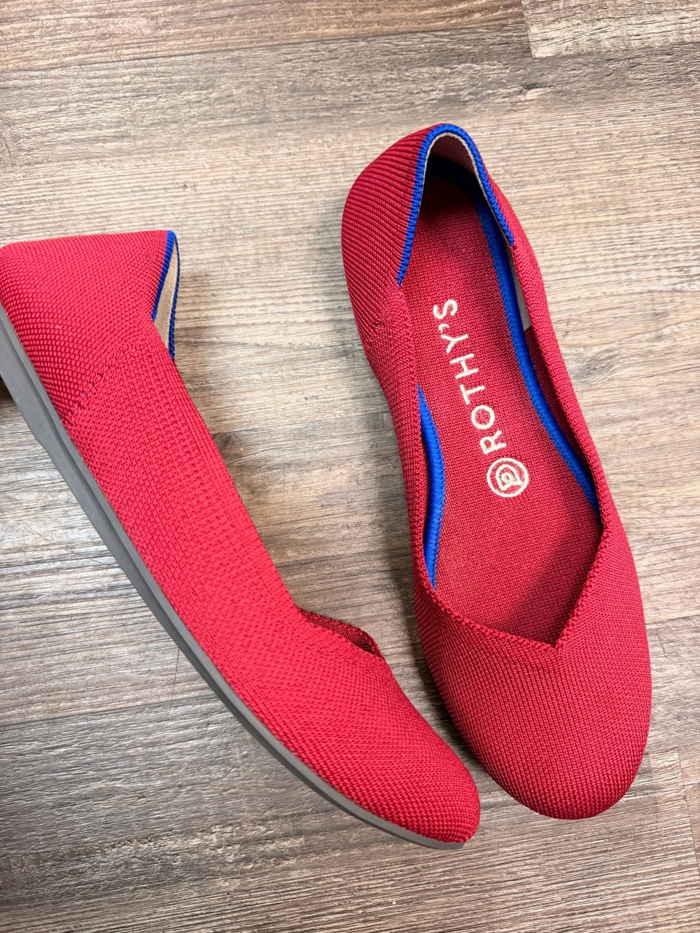 *NEW* Rothy's The Flat Solid Scooter Red Knit Round Toe Ballet Flats Shoe Size 7